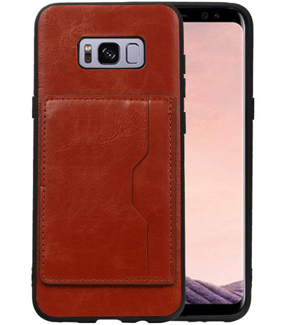 Bruin Staand Back Cover 1 Pasje Hoesje voor Samsung Galaxy S8 Plus