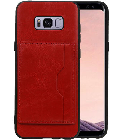 Rood Staand Back Cover 1 Pasje Hoesje voor Samsung Galaxy S8 Plus