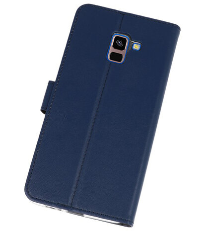 Navy Wallet Cases Hoesje voor Samsung Galaxy A8 Plus 2018