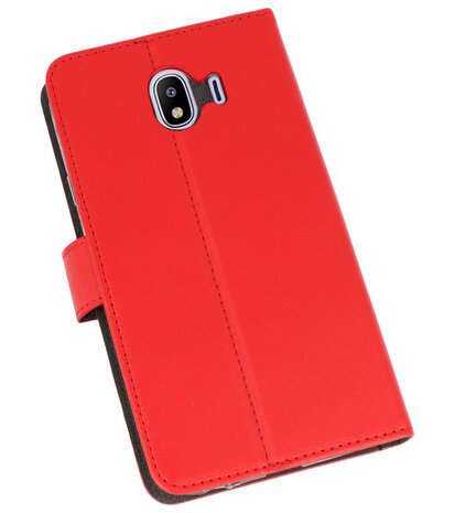 Rood Wallet Cases Hoesje voor Samsung Galaxy J4 2018 