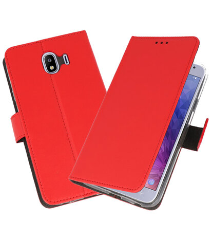 Rood Wallet Cases Hoesje voor Samsung Galaxy J4 2018 